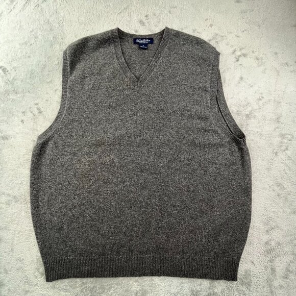 VTG Brooks Brothers Sweater Vest Mens XL Grey Scottish Lambswool USA Made V Neck - Picture 6 of 9